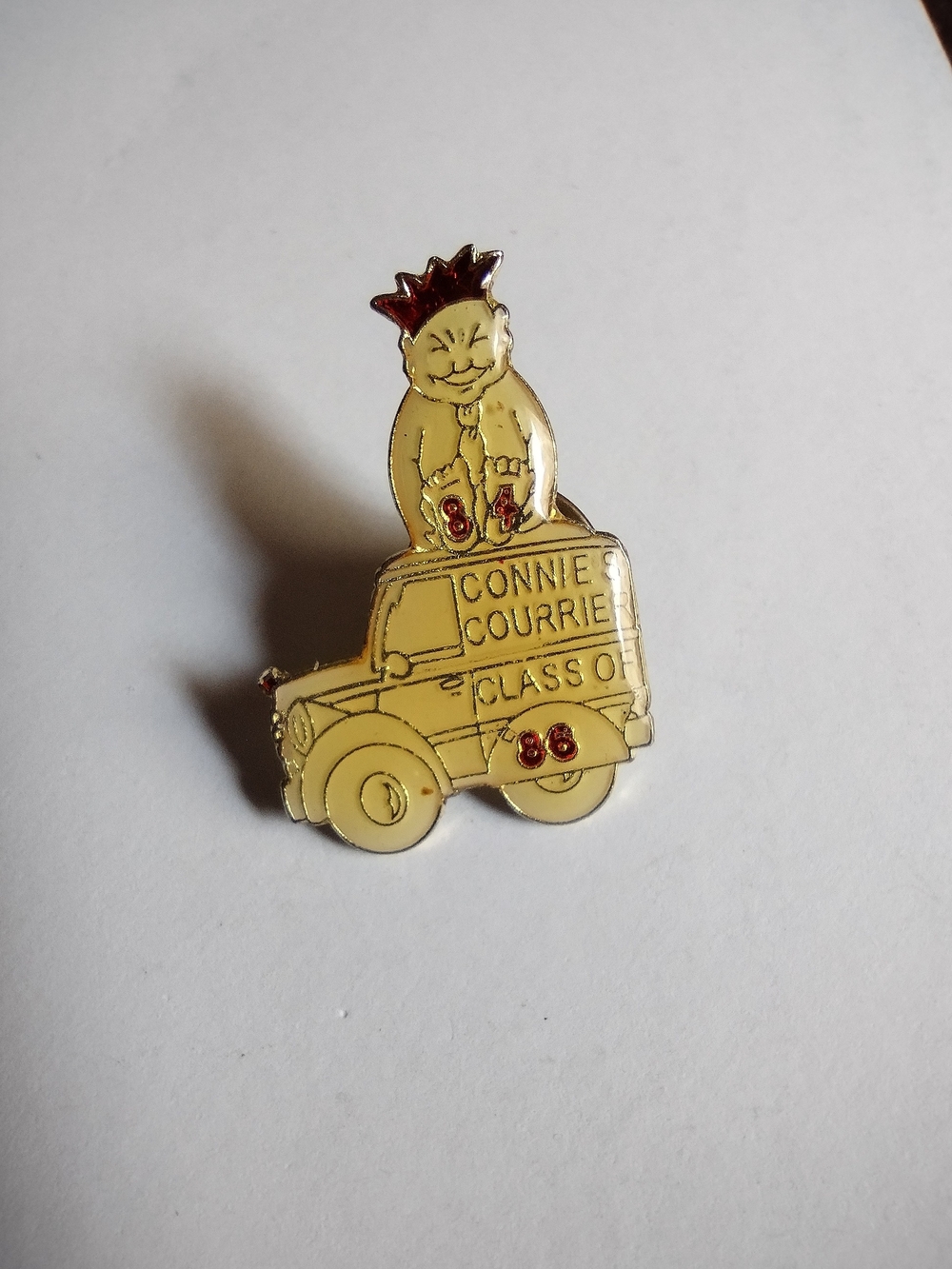 Connies Courrie Class Of 86 Enamel Pin in Cream and Red
